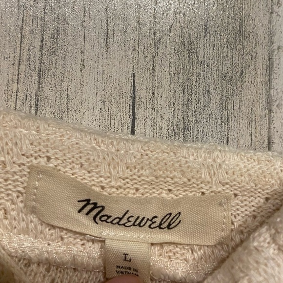 Madewell Cream Ruffled Bust Knit Tank Top Blouse Large - Picture 7 of 10